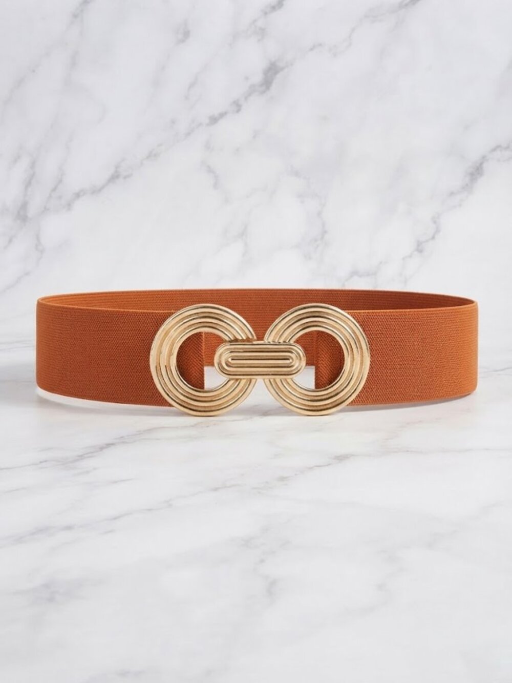 Double Circle Brown Stretch Belt - 30.5 Inches
